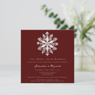 Minimalistisches Snowflake Probe Dinner Rot Einladung