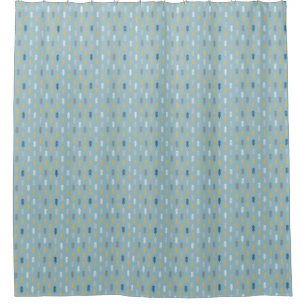 Minimalistisches Soft Blue Off-White Gold Muster Duschvorhang