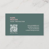 Minimalistisches Soft Green Pink Simple Yoga Studi Visitenkarte (Rückseite)