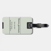 Minimalistisches Soft Sage mit schwarzem Monogramm Gepäckanhänger (Rückseite horizontal)