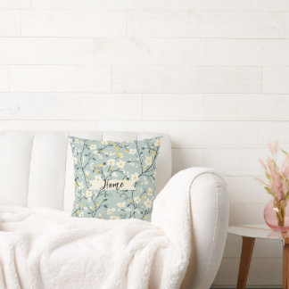 Minimalistisches Softpastell-Blau Blumenmuster Kissen