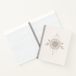 Minimalistisches Sonnenblumen- und Mond-Design Notizblock