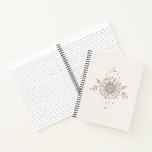 Minimalistisches Sonnenblumen- und Mond-Design Notizblock