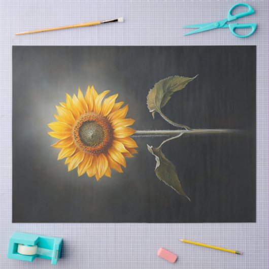 Minimalistisches Sonnenblumengemälde Seidenpapier (Basteln)