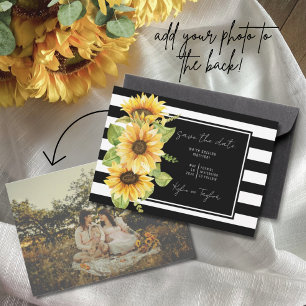 Minimalistisches Sonnenblumenschwarz Streifen Hoch Save The Date