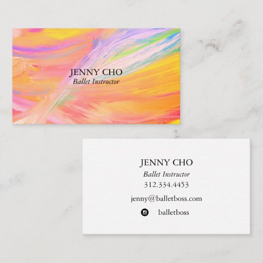 Minimalistisches, sonnengelbes Gemälde mit Textur Visitenkarte (Vorne/Hinten)