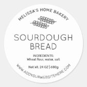 Minimalistisches Sourdough Bakery Brot Loaf Modern Runder Aufkleber (Vorderseite)