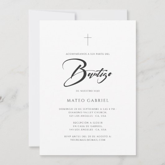 Minimalistisches Spanisches Elegante Invitación de Einladung (Vorderseite)