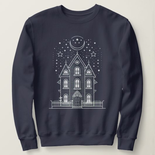 Minimalistisches Spuk House Halloween Sweatshirt (Design vorne)