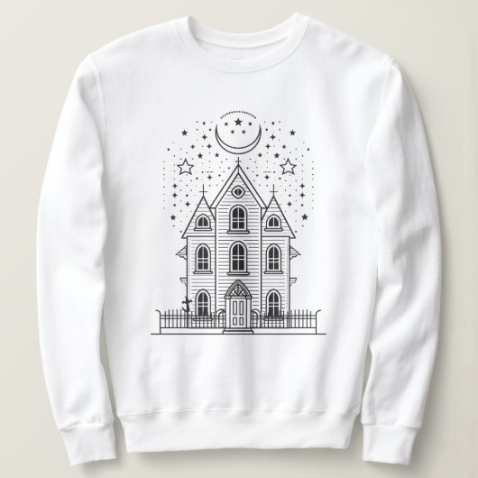 Minimalistisches Spuk House Halloween Sweatshirt (Design vorne)