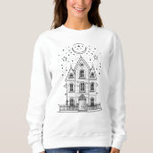 Minimalistisches Spuk House Halloween Sweatshirt (Vorderseite)