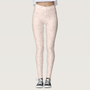 Minimalistisches Sternbildmuster in Rosa und Braun Leggings