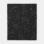 Minimalistisches Sternbildmuster in Schwarz-Weiß Fleecedecke (Vorderseite)