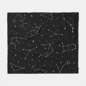 Minimalistisches Sternbildmuster in Schwarz-Weiß Fleecedecke (Vorderseite (Horizontal))