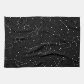 Minimalistisches Sternbildmuster in Schwarz & Weiß Geschirrtuch (Horizontal)
