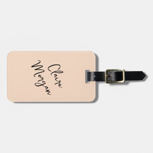 Minimalistisches stilvolles Beige Personalisiert Gepäckanhänger (Vorderseite horizontal)