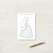 Minimalistisches, stilvolles Brautkleid Post-it Klebezettel (Auf Schreibtisch)