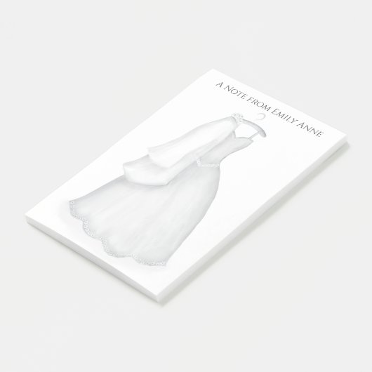 Minimalistisches, stilvolles Brautkleid Post-it Klebezettel (angewinkelt)