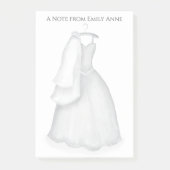 Minimalistisches, stilvolles Brautkleid Post-it Klebezettel (Vorderseite)