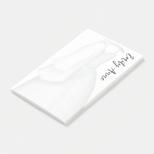 Minimalistisches, stilvolles Brautkleid Post-it Klebezettel (angewinkelt)