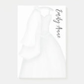 Minimalistisches, stilvolles Brautkleid Post-it Klebezettel (Vorderseite)