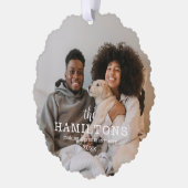 Minimalistisches stilvolles Foto Weihnachten Ornament Karte (Links)