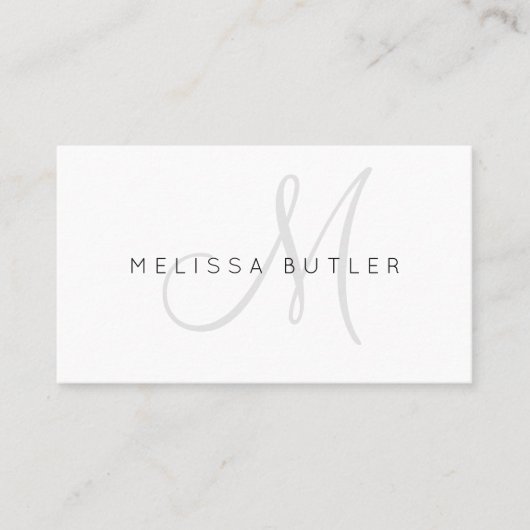 Minimalistisches stilvolles graues Monogramm Visitenkarte (Vorderseite)