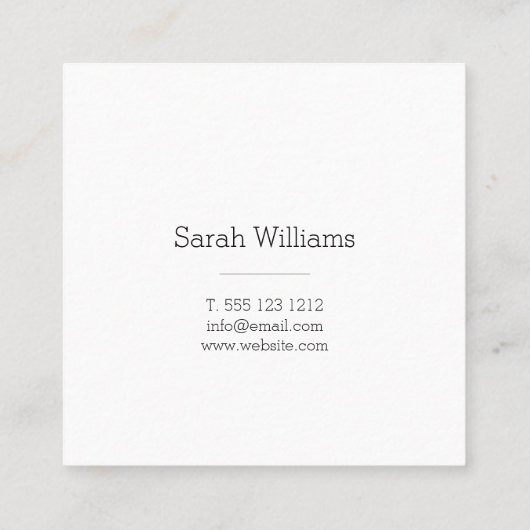 Minimalistisches stilvolles handgeschriebenes quadratische visitenkarte (Rückseite)