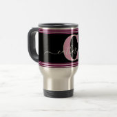 Minimalistisches stilvolles Monogramm Name Schwarz Reisebecher (Vorderseite Links)