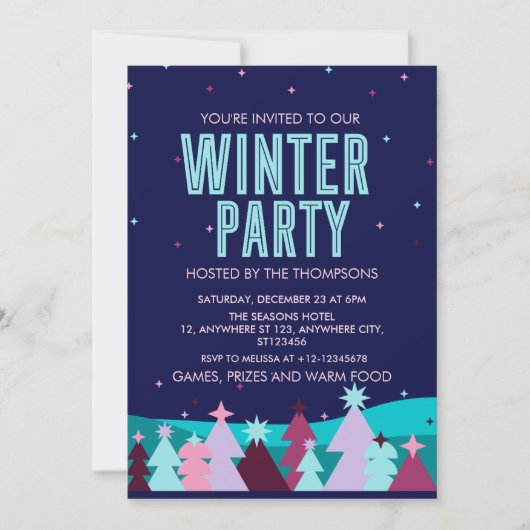 Minimalistisches stilvolles Winter Pine Tree Winte Einladung (Vorderseite)