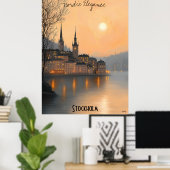 Minimalistisches Stockholm Skyline - Schwedische S Poster (Heimbüro)