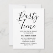 Minimalistisches stylisches Script Black & White G RSVP Karte (Vorderseite)