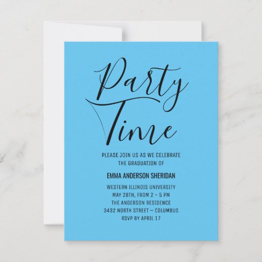 Minimalistisches stylisches Script Black & White G RSVP Karte (Vorderseite)