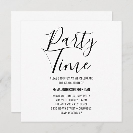 Minimalistisches stylisches Script Black & White G Save The Date (Vorne/Hinten)