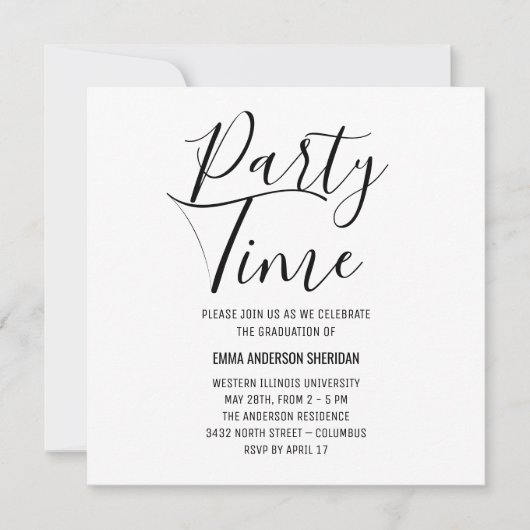 Minimalistisches stylisches Script Black & White G Save The Date (Vorderseite)
