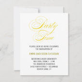 Minimalistisches Stylish Script Gold Grad Party RSVP Karte (Vorderseite)