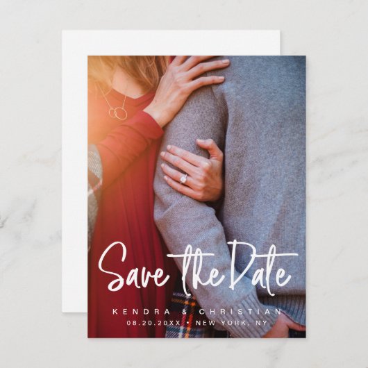 Minimalistisches subtile Save the Date Hochzeitsst Ankündigung (Vorne/Hinten)