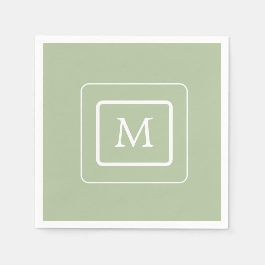 Minimalistisches Sukkulargrün | Monogram Paper Nap Serviette (Vorderseite)