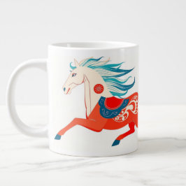 Minimalistisches Sumi-e Pferd 2026 Zodiac-Geschenk Jumbo-Tasse