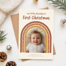 Minimalistisches süßes Foto vom ersten Weihnachten