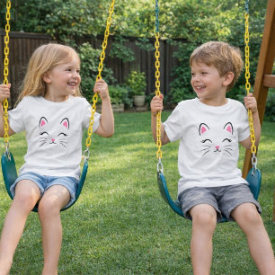 Minimalistisches süßes Katzengesicht-T-Shirt Kleinkind T-shirt