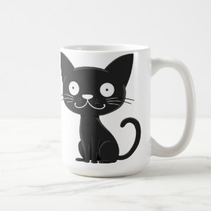 Minimalistisches süßes schwarzes Katzen-Cartoon Ka Kaffeetasse