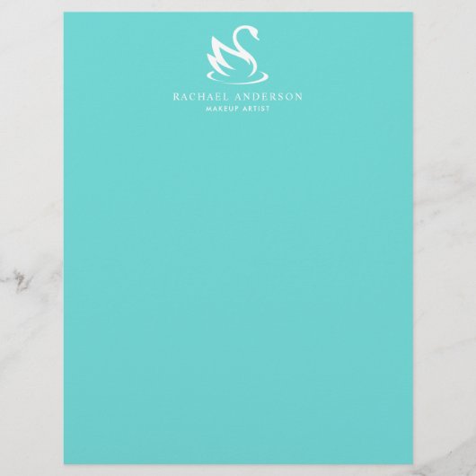 Minimalistisches Swan-Logo auf Robin Egg Blue (Vorderseite)