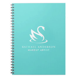 Minimalistisches Swan-Logo auf Robin Egg Blue Notizblock