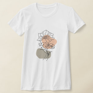 Minimalistisches T-Shirt mit floraler Linienkunst