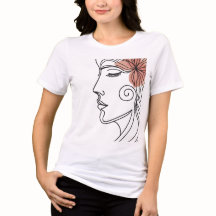 Minimalistisches T-Shirt mit Gesichts-Linienkunst 