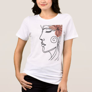 Minimalistisches T-Shirt mit Gesichts-Linienkunst  Tri-Blend Shirt