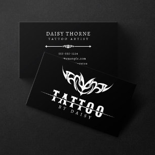 Minimalistisches Tattoo-Studio in Weiß und Schwarz Visitenkarte