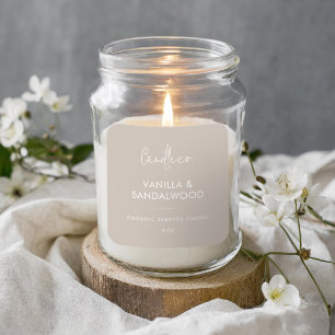 Minimalistisches Taupe-Candle-Label Quadratischer Aufkleber