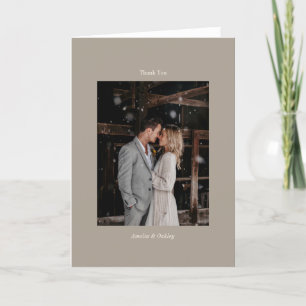 Minimalistisches Taupe Elegantes Hochzeitsslima -  Dankeskarte